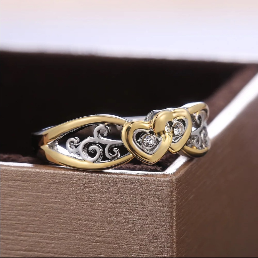 New Two Tone 925 Silver Beautiful Romantic Ring - Picture 6 of 6